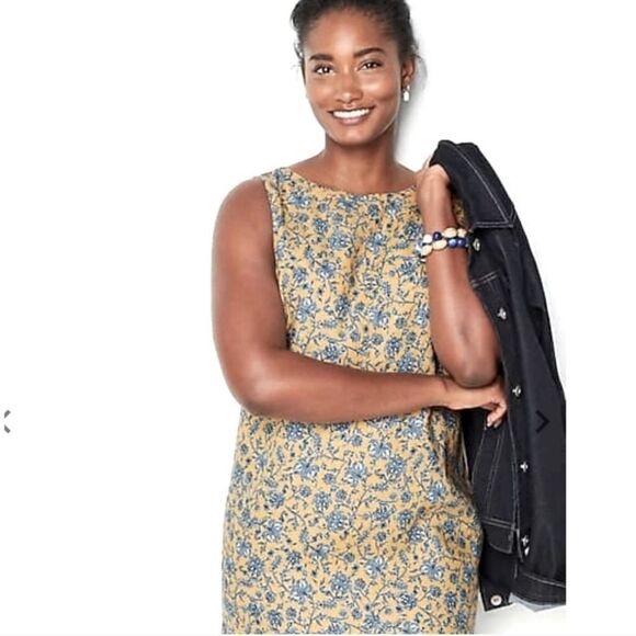 J. Jill 100% Linen Floral Print Dress with Pockets & Free Black Linen Top - Picture 2 of 16